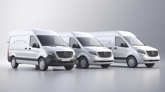 A mockup of Delivery vehicles with the company logo prominently displayed on the sides