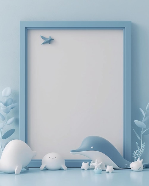 Photo mockup display of an empty photo frame in minimalistic design