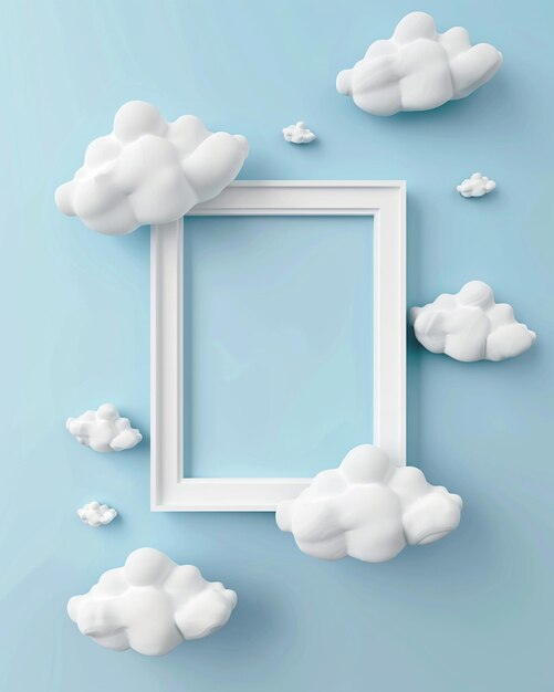 Photo mockup display of an empty photo frame in minimalistic design