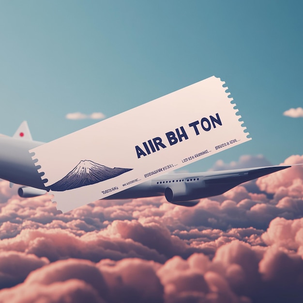 Photo mockup of a flight ticket for tokyo