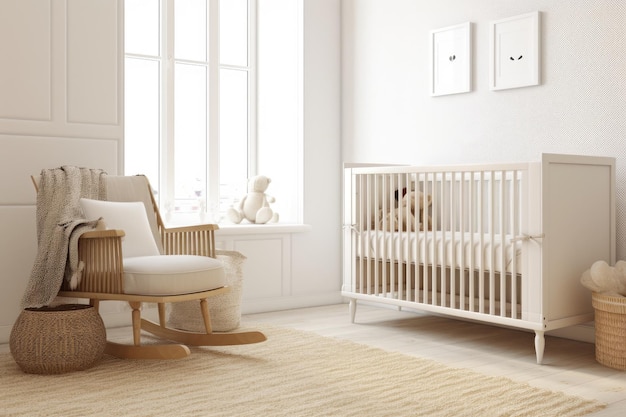 A mockup frame in a children39s room with naturalwood furniture Generative AI