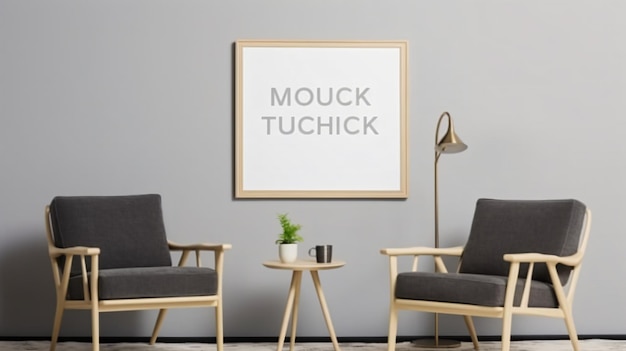 mockup frames in living room interior with chair