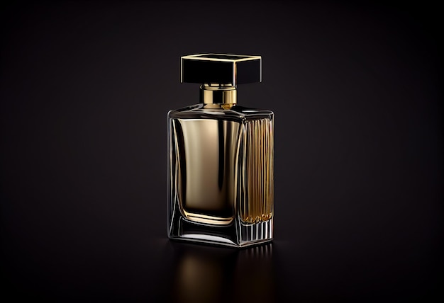 Mockup glossy perfume bottle on a black background Perfumes and fragrances concept