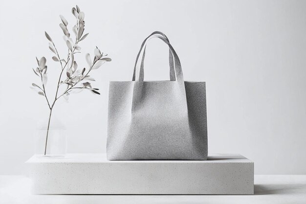 Mockup Gray Fabric Shopper Bag