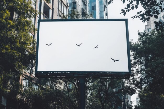 Photo mockup image of blank billboard white screen posters