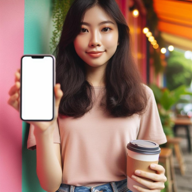 Mockup image of hands holding smartphone with blank white screen