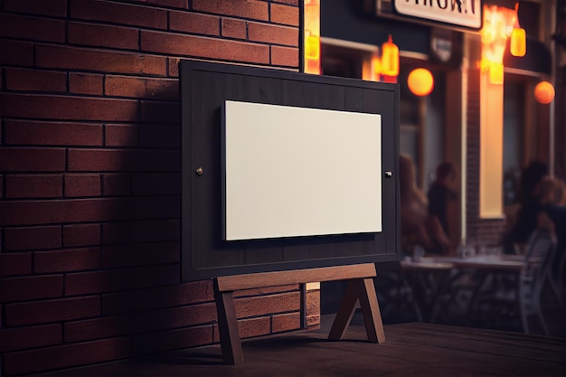 Mockup label blank menu frame in Bar restaurant Stand for booklets with white sheets paper in cafeteria