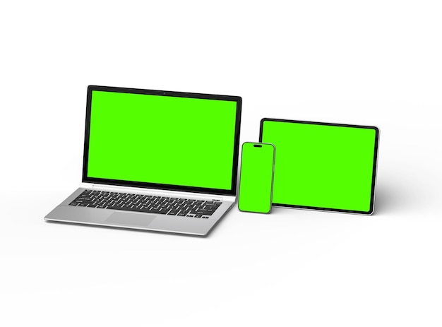 Mockup of laptop tablet and smartphone on a light background