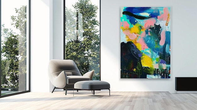 mockup of a large painting in a living room