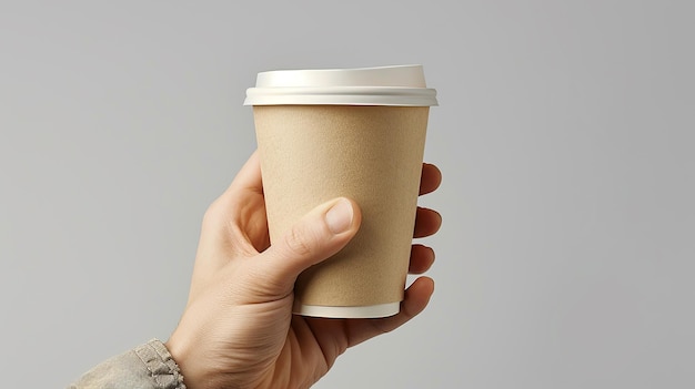 Mockup of Male Hand Holding Coffee Cup