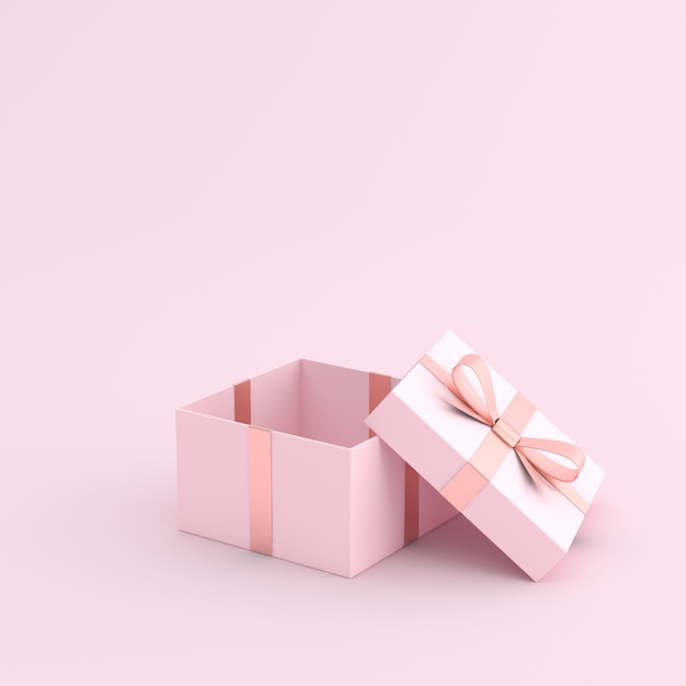 Mockup of open gift box with ribbon