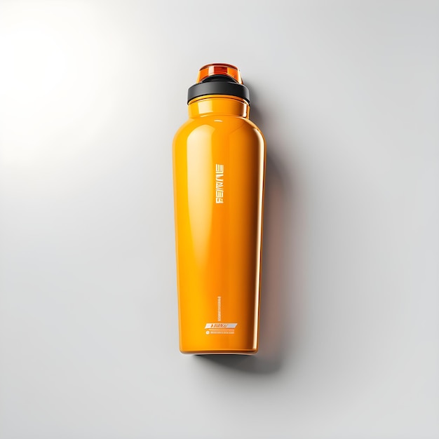 Mockup Of Orange Sport Bottle With Cap Isolated On White Background