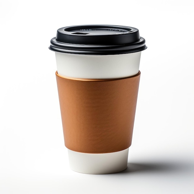 Mockup paper coffee cup with sleeve