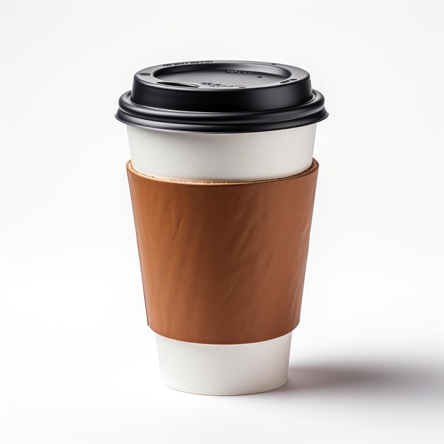 Mockup paper coffee cup with sleeve