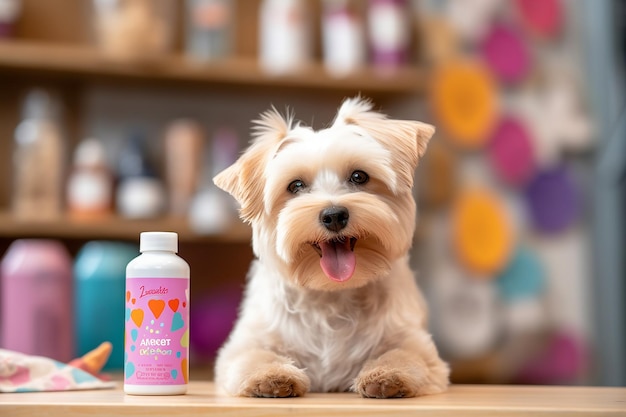 a mockup of a pet grooming product displayed AI generated