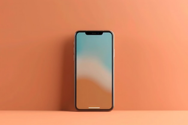 a mockup of phone on colored background