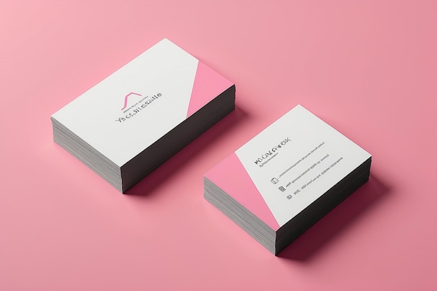 Mockup on pink background Businesscards with copy space