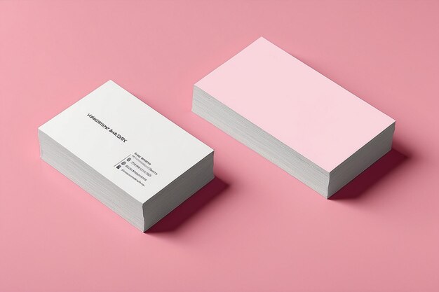 Mockup on pink background Businesscards with copy space