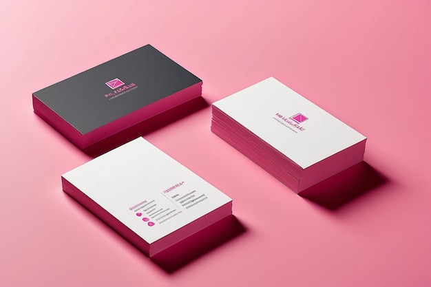 Mockup on pink background Businesscards with copy space