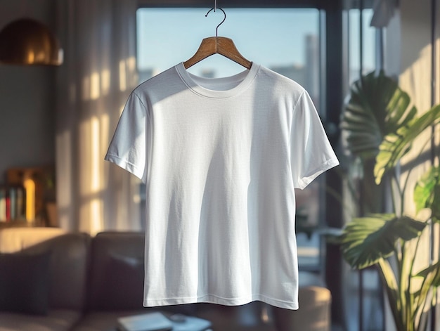 Mockup of a plain Tshirt on a hanger