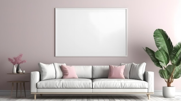 Mockup poster frame in modern interior background