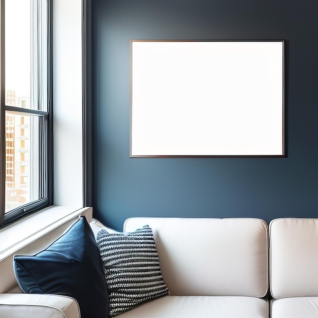 mockup poster frame in modern living room