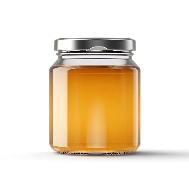 Mockup of Realistic Honey Jar Mock Up with Blank Label for branding and corporate identity design