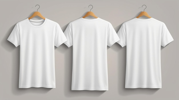 Mockup Set of isolated Understated Style Blank white tshirt with front and back views