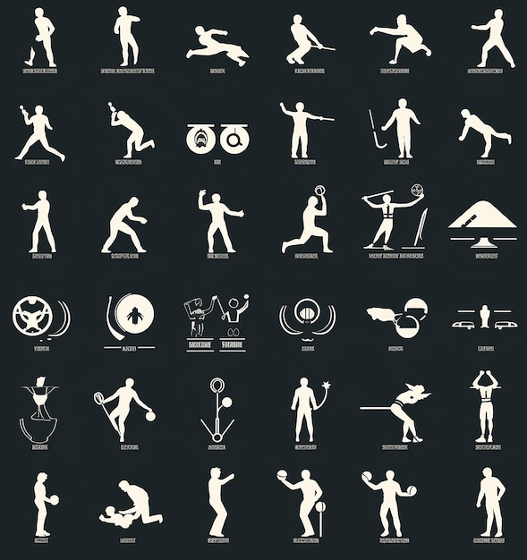 Photo mockup sport icons set in the style of simple yet powerful form