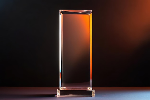 Photo mockup of a tall glass trophy