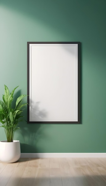 Mockup two poster frame in minimalist interior background with white green wall