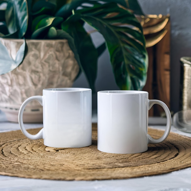 Mockup of two tea mug