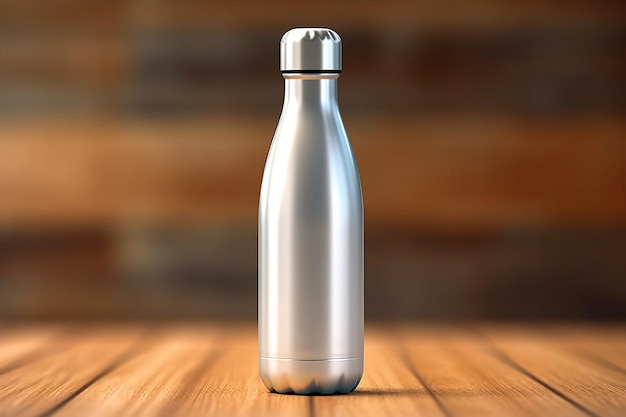 Mockup of a wet reusable steel white metal thermo water bottle