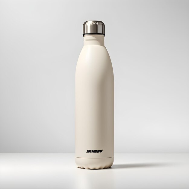 mockup of white plastic bottle isolated on grey background