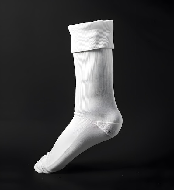 Photo mockup of white socks with blank label