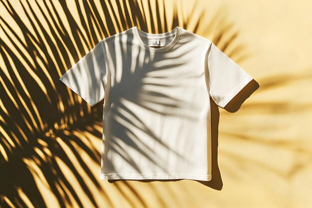 Mockup of white tshirt with seasonal design elegant shadows