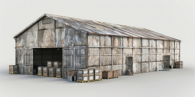 Photo a model of a barn made of wood and metal