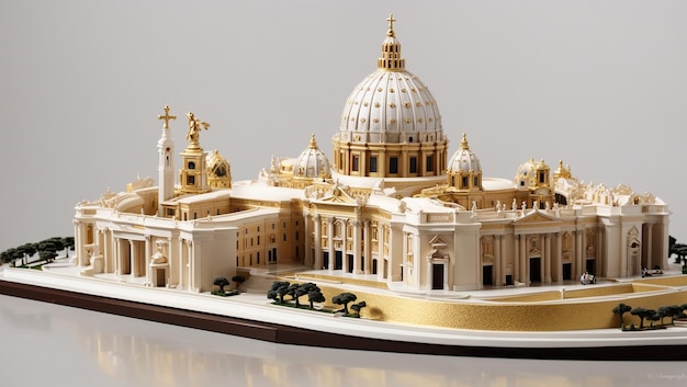 a model of a building with a gold of mosque