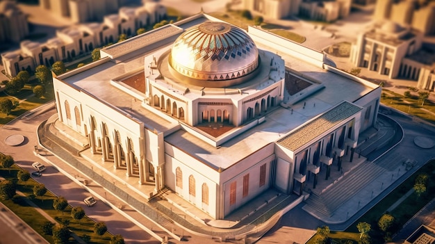 A model of a building with a large dome and a large dome.