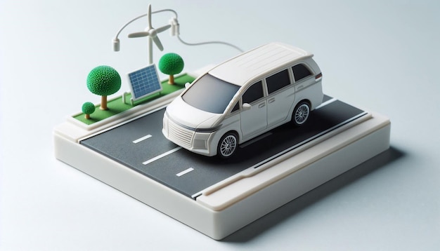 Photo a model of a car with a solar panel on the top