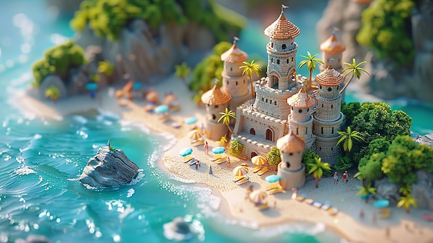 a model of a castle made by a beach