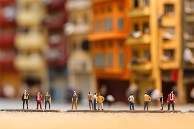 Model of city street in miniature tilt shift Generative AI