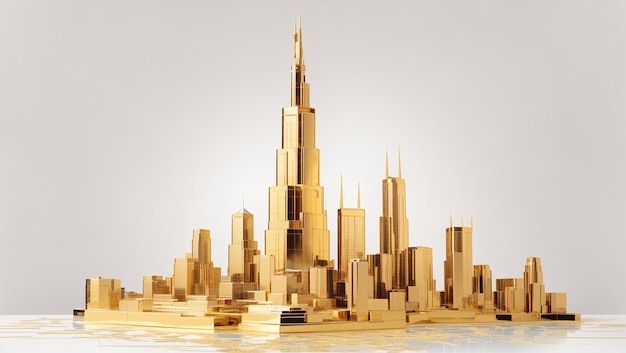 a model of a city with a city in the background