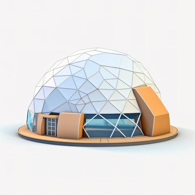 Photo a model of a dome with a white and orange design