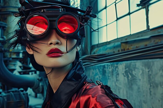 Model Donning Avant Garde Fashion Against An Industrial Backdrop