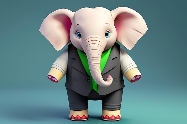 a model of an elephant wearing a suit and tie