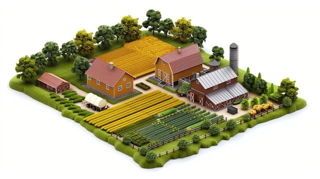 a model of a farm with a farm and a farm house