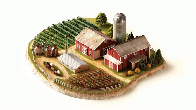 a model of a farm with a farm and a farm