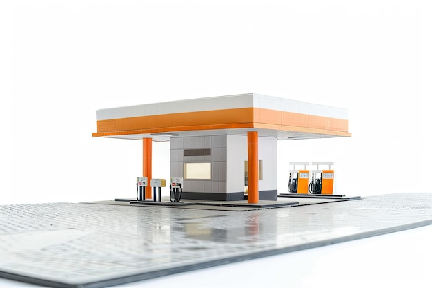 Photo a model of a gas station with a white background