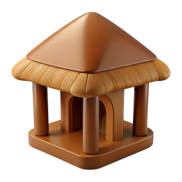 a model of a gazebo with a brown roof